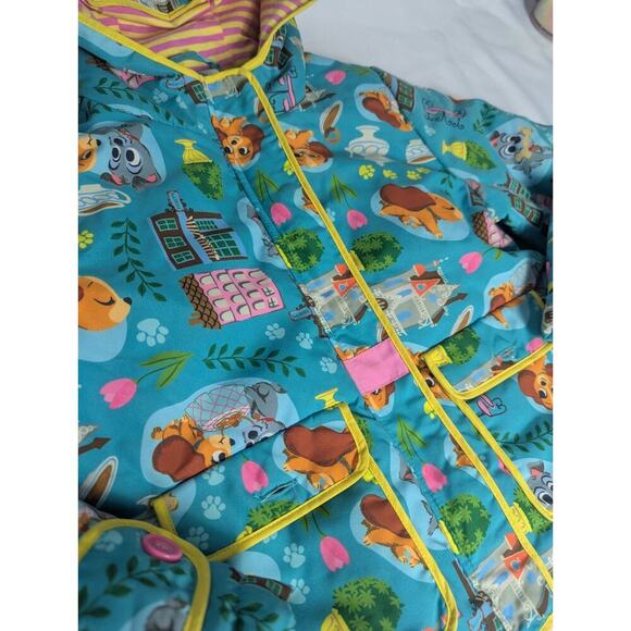 Disney Zip up Hoodie Jacket Lady and The Tramp Snow Rain Blue Girls Size 5 6 - Picture 7 of 11
